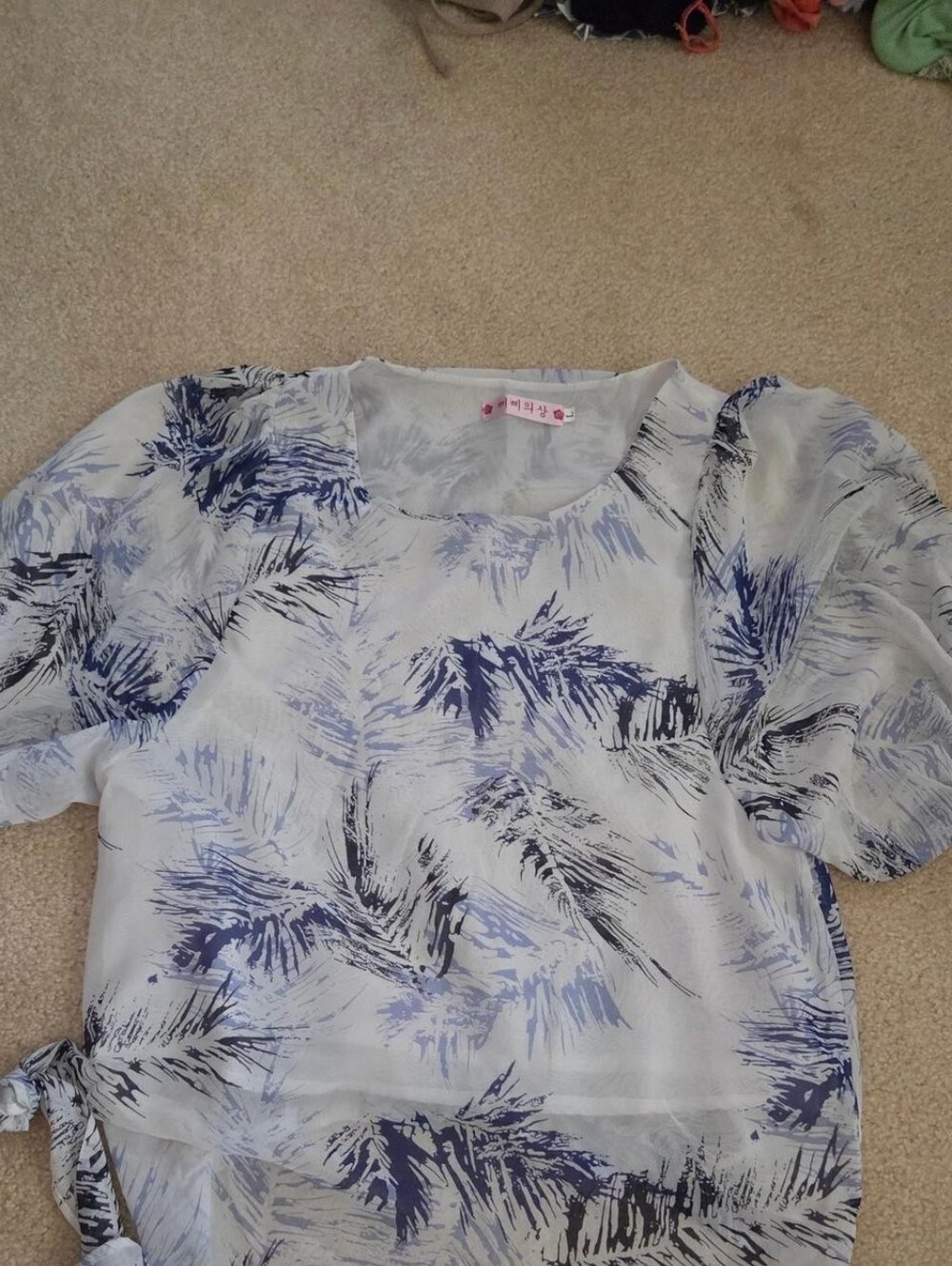 Light Blue Abstract Print Women's Top